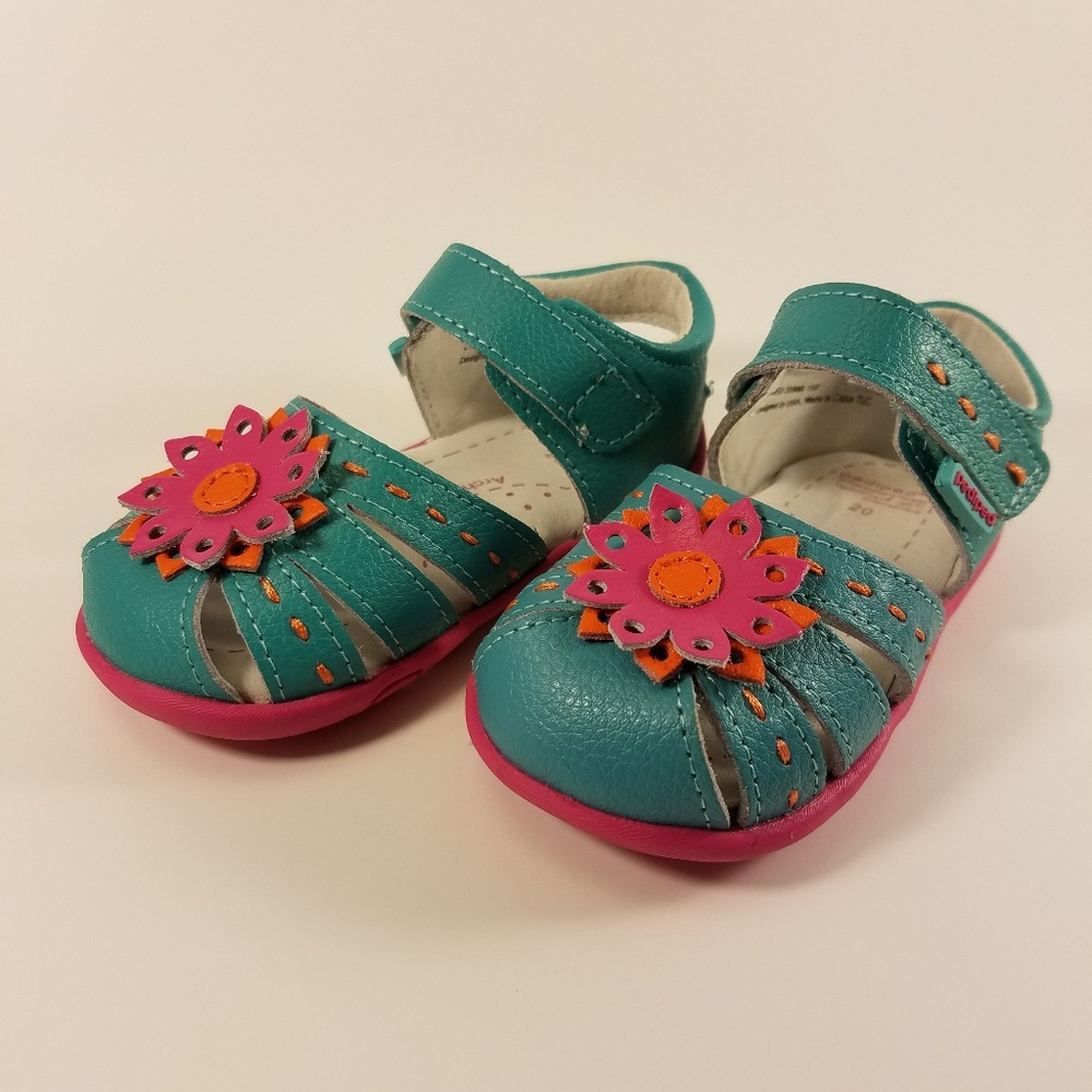 Pediped Shoes | toddler shoes aqua & pink leather